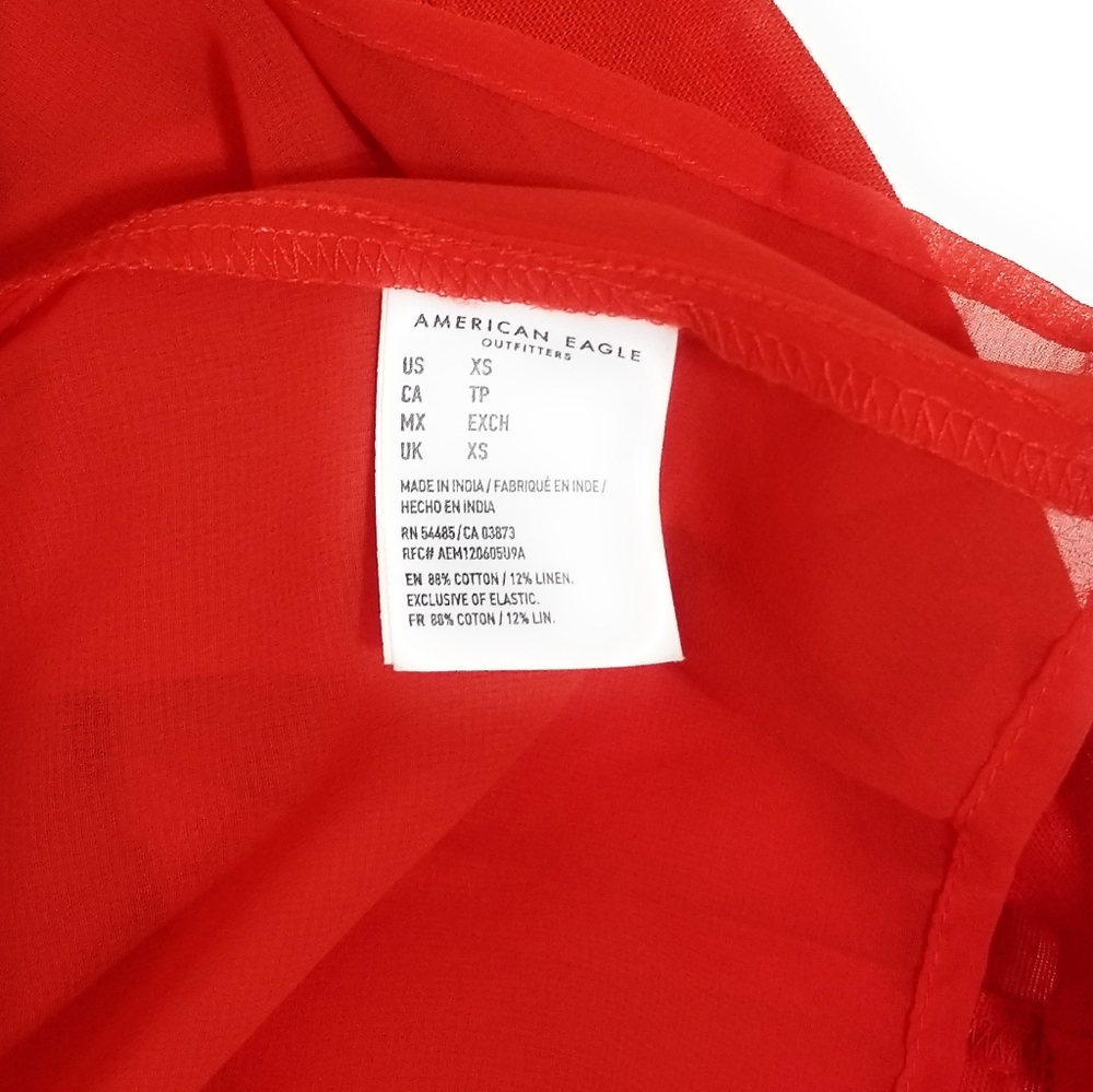 American Eagle Outfitters Red Button Front Midi Dress Womens Size XS - Picture 7 of 8